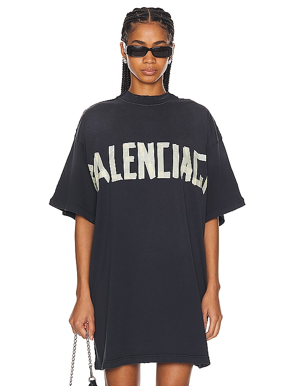 Balenciaga Double Front T-Shirt in Washed Black & Faded Black | FWRD