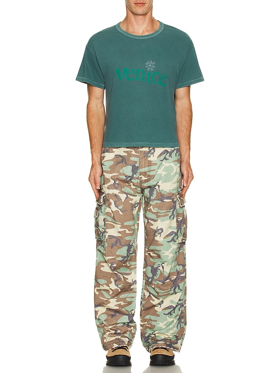 ERL Unisex Camo Cargo Pants Woven in Green Camo | FWRD