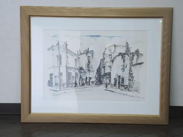 藤田 嗣治 『 サンテ通り』 直筆サイン 真作 (ed.EA) リトグラフ 藤田