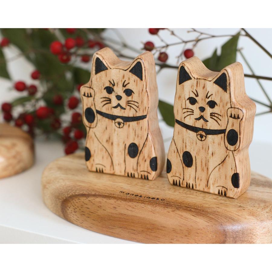 Creer 縁起物 招き猫 置物 開運 お正月 飾り オブジェ 木製 北欧