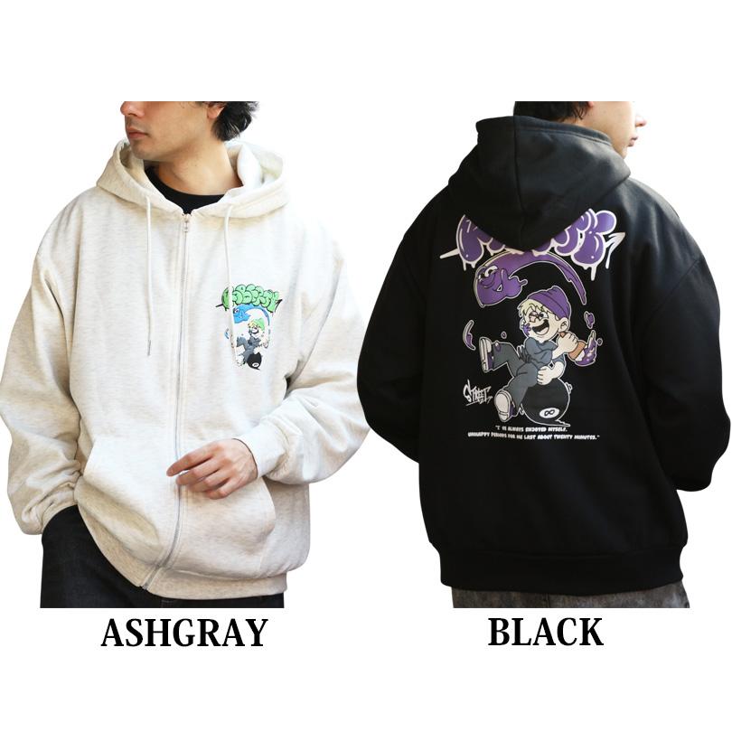 8 ボーイイラストZIPパーカー メンズ パーカー 発砲 プリント : 8