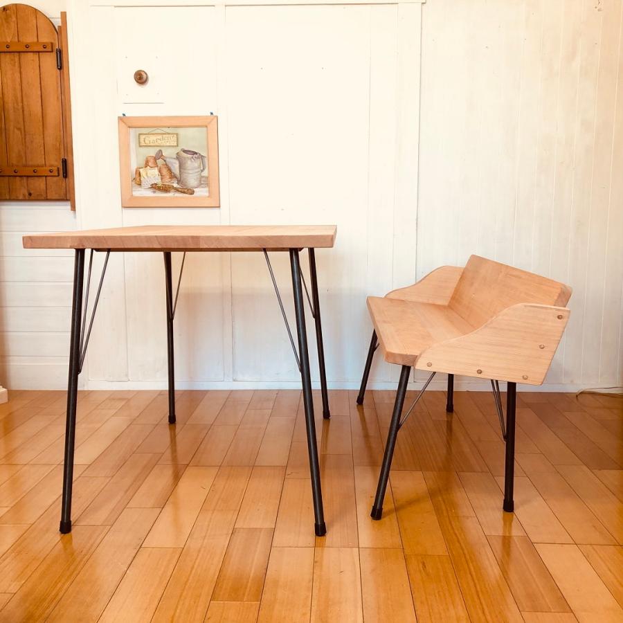 木製ベンチ アイアンレッグ