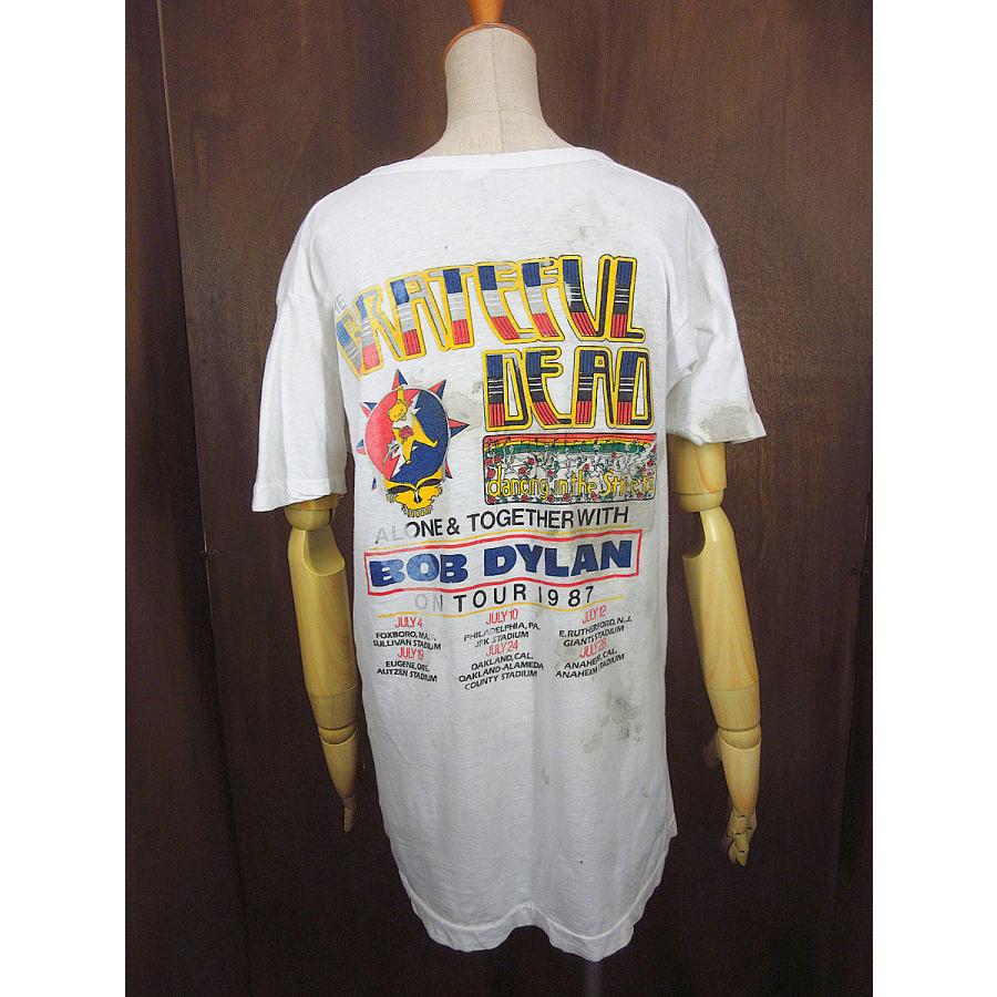 ビンテージ80's○GRATEFUL DEAD BOB DYLAN 1987年ツアーTシャツ白size