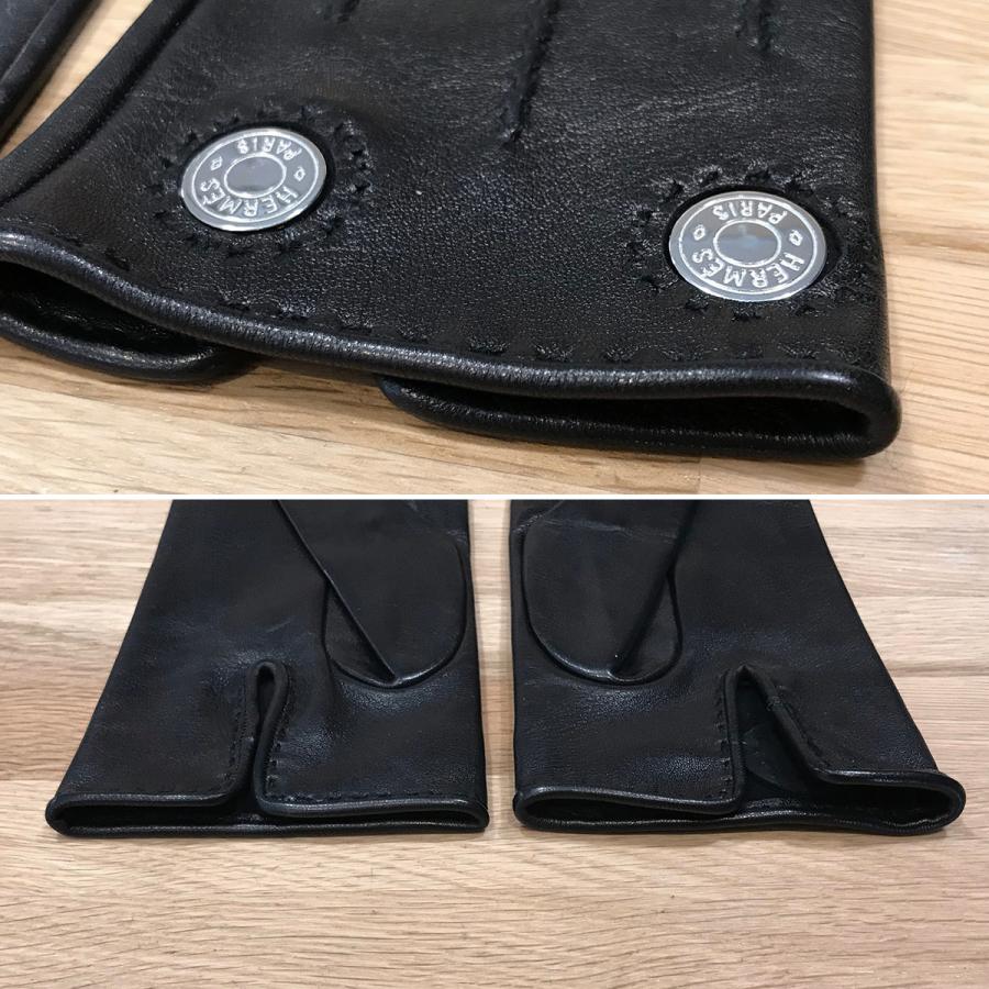 未使用級】HERMES エルメス 最上級カシミア スエード 手袋 Hロゴ 黒 未