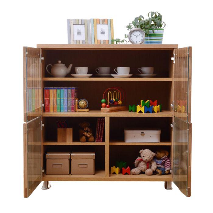 キャビネット 幅90 日本製 山水 和モダン 90-4 サイドボード ガラス