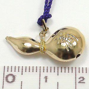 18金 携帯ストラップ へちま 根付 K18 鈴 キーホルダー 縁起物