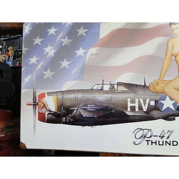 アメリカン レトロ ピンナップガール＆戦闘機 U.S.ヘヴィースチール