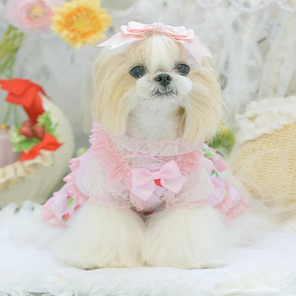CanNana 犬 服 犬の服 春夏 あまいイチゴのCOOLキャミワンピース