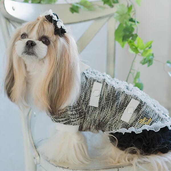 CanNana 【WEB限定】犬 服 犬の服 チュールフリルスカート フリフリ 黒