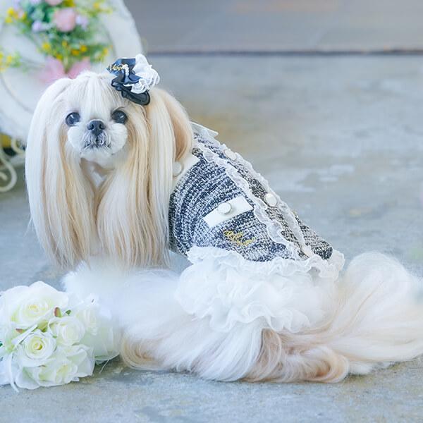 CanNana 【WEB限定】犬 服 犬の服 春 チュールフリルスカート フリフリ