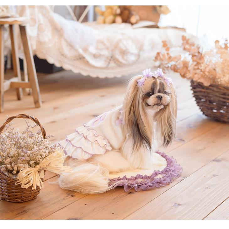 CanNana 犬 服 犬服 ワンピース くま ベア 限定 くすみピンク フリル