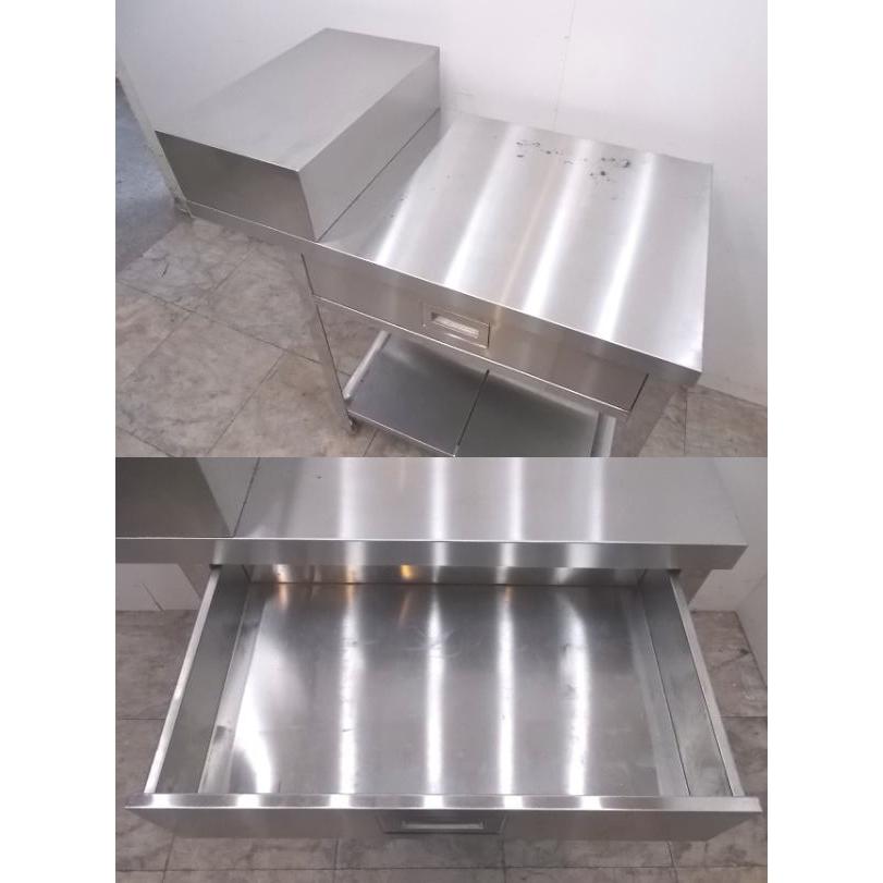 中古厨房 ステンレス 引出付作業台 900×500×950 段違い 業務用