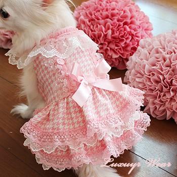 オーダーメイド犬服のスイーティ千鳥格子ピンク : オーダーメイド