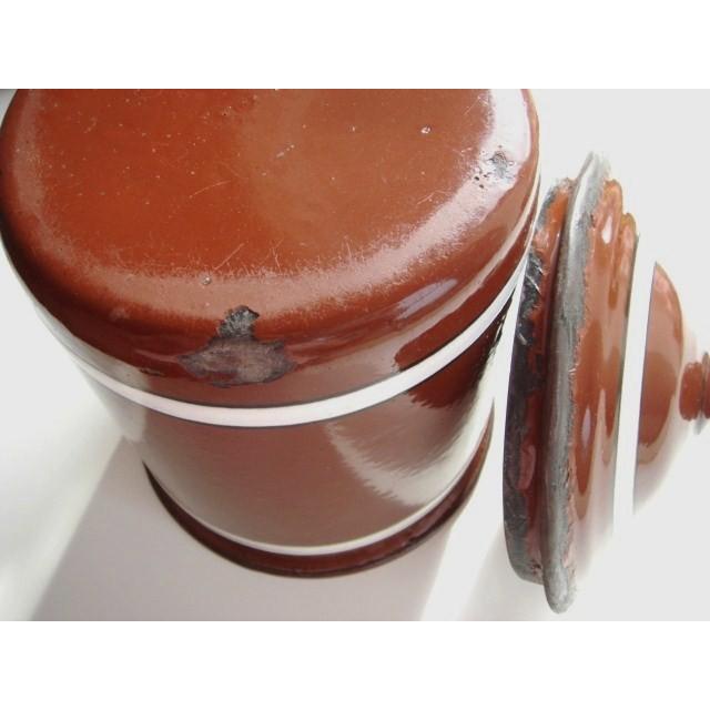 ホーローキャニスター 茶 3ピースセット A フランス アンティーク 保存