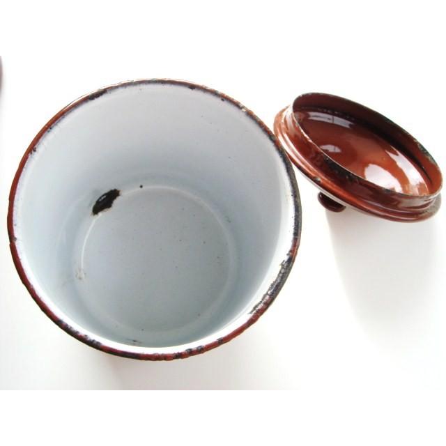 ホーローキャニスター 茶 3ピースセット A フランス アンティーク 保存