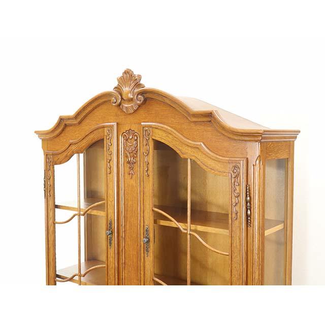 フランス アンティーク 家具 キャビネット 書棚 食器棚 飾り棚 オーク