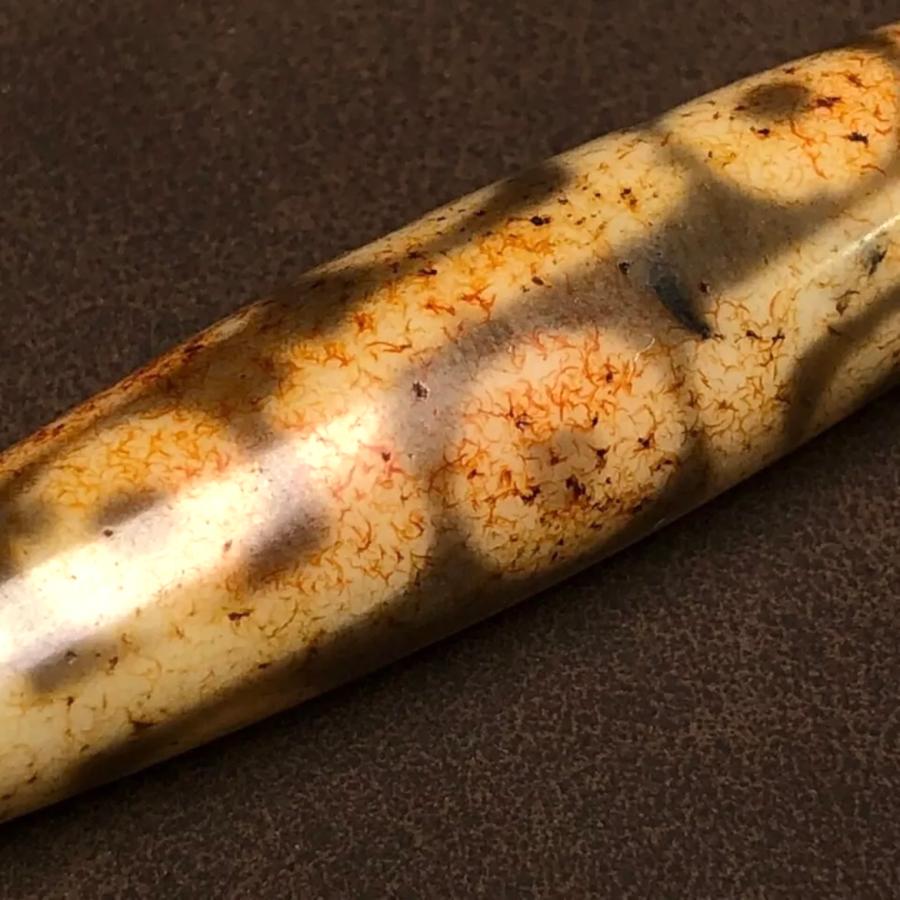 本物 九眼天珠 朱砂 s737 老天珠 古代チベット ジービーズ 54.2mm