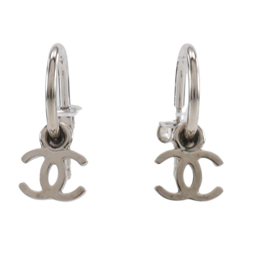 CHANEL シャネル ココマーク フープ ピアス 金属製 シルバー 約1.8g