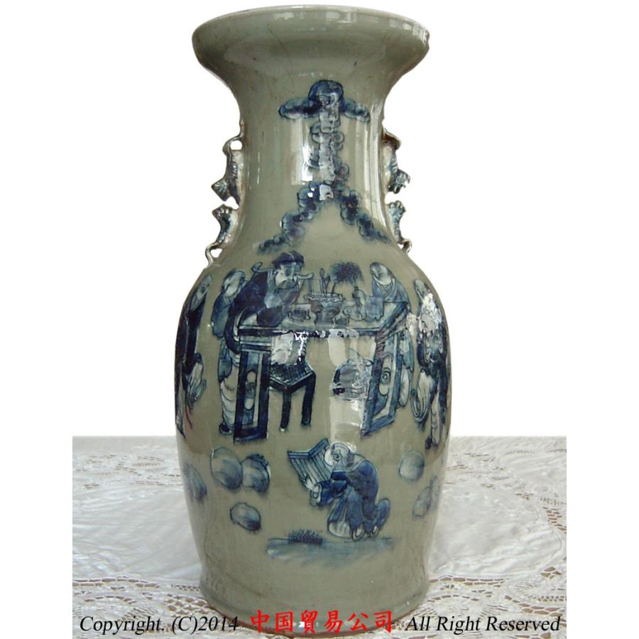 景徳鎮花瓶 清朝道光 青花人物紋瓶 : 中国貿易公司ctcオンライン