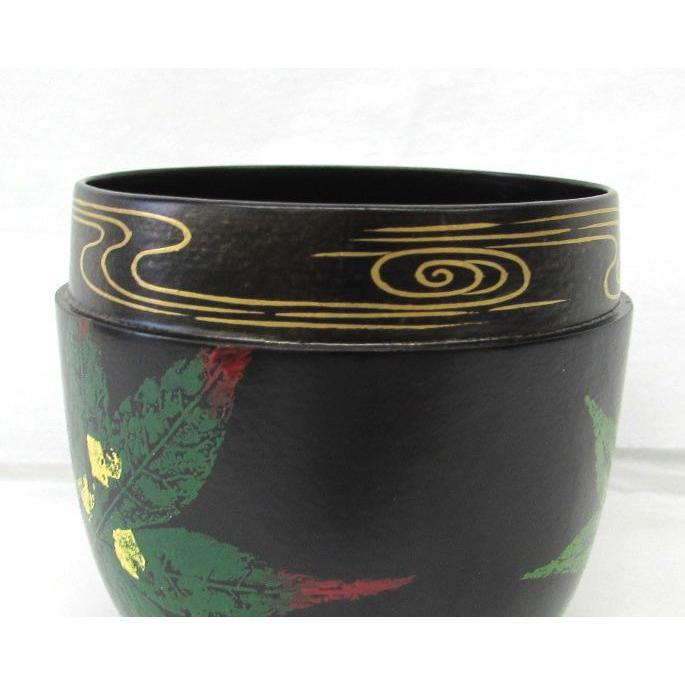 中棗 黒塗一閑 押青楓蒔絵 立ち上がりに流水 山下泰園作 初夏にお使い