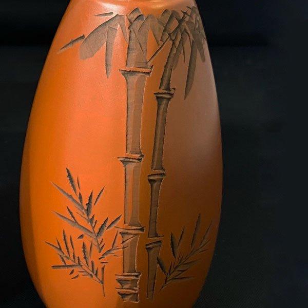 未使用！とこなめ焼 朱泥 酒器 宝竜 徳利2個 盃5個 セット 竹 常滑焼