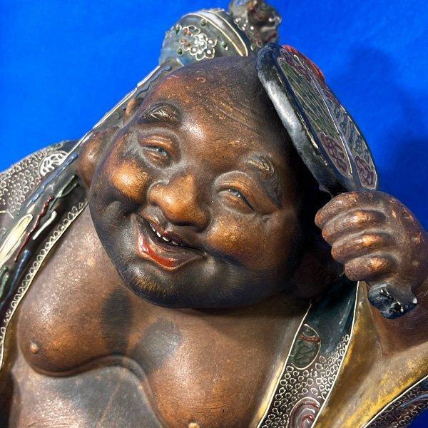 九谷焼 置物 高さ33cm 布袋様 縁起物 骨董 七福神 布袋尊 縁起 開運