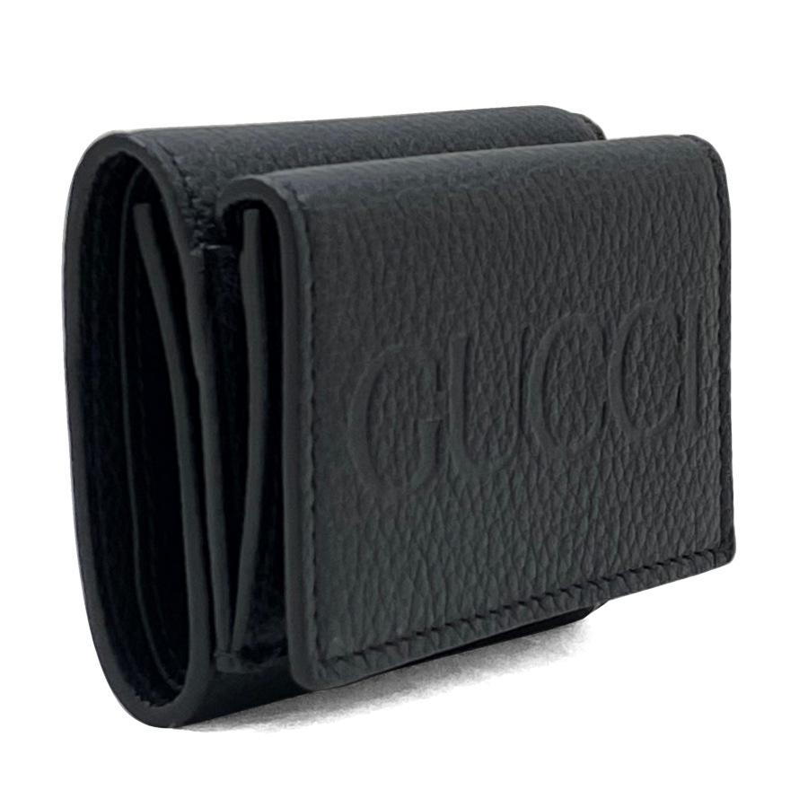 GUCCI 黒 レザー 三つ折り財布