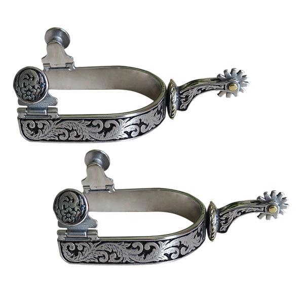 2個の馬用拍車、ギア付き、手彫りの乗馬用ギアアクセサリー、馬用