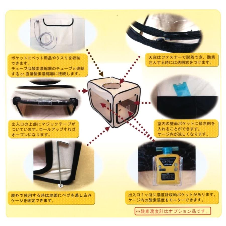 ペット用酸素室 ペットオキシホテル スクエア Mサイズ 60×90×60cm 小