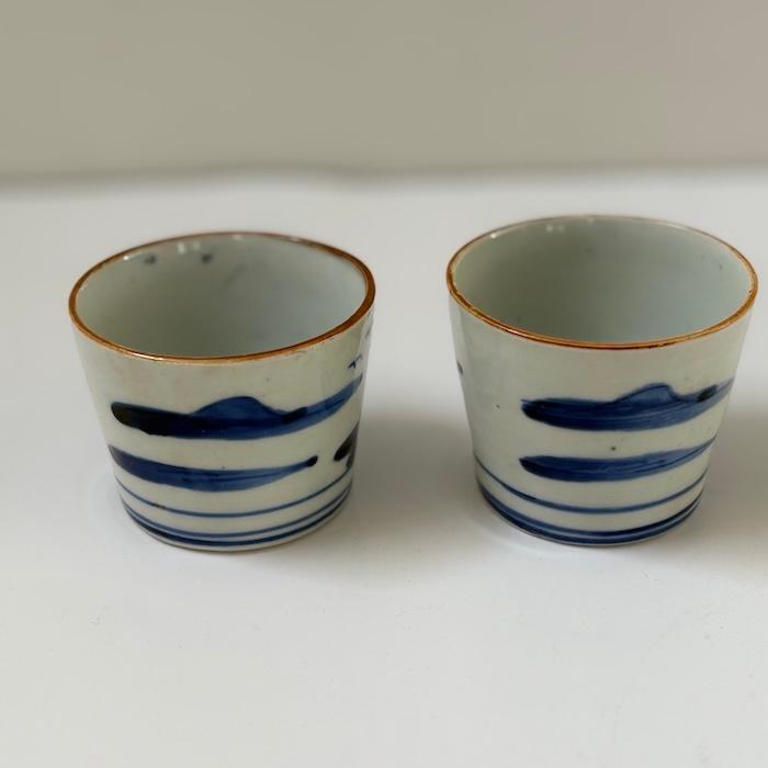 蕎麦猪口【骨董品】山水文染付 2コセット : アンティークフォンデュ