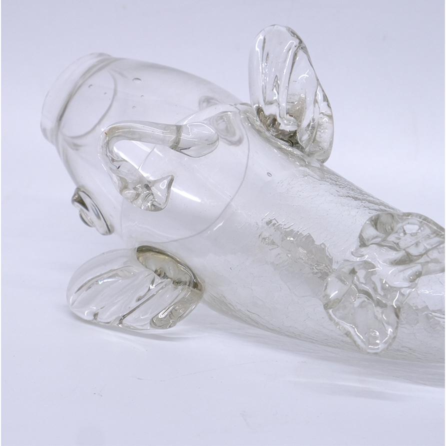 明治時代 和硝子 長崎ガラス 鯉形掛花入 全長25cm ガラス工芸 g-044