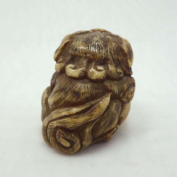 送料無料 江戸～明治 鹿角彫根付 高5cm 重さ12g 送料無料 江戸