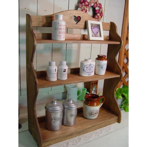 スパイスラック 木製 ひのき カントリーハート 三段ラック 収納棚