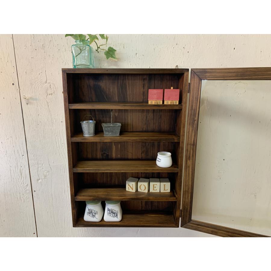 コレクションケース 透明ガラス扉 ダークブラウン 32×10×46cm 棚付き