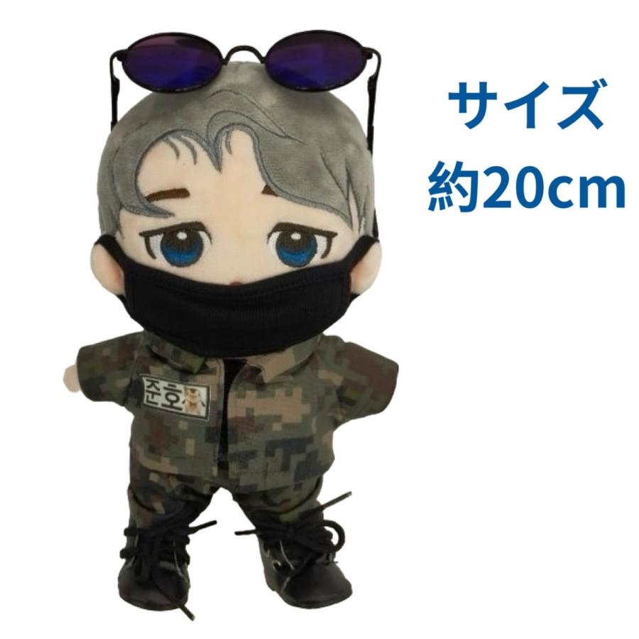 キャラクター ドール 2PM JUNHO ジュノ似 着せ替え ぬいぐるみ 軍服 黒