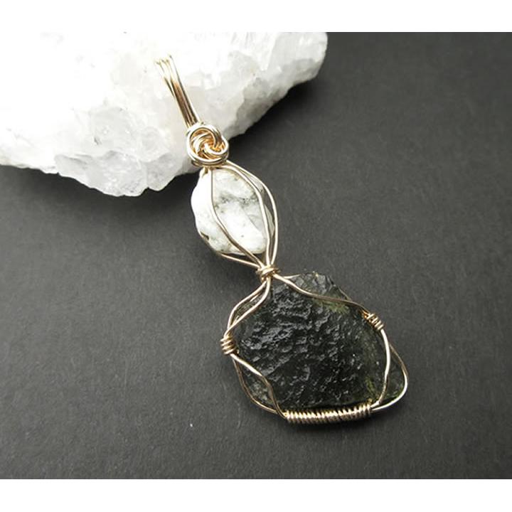 フェナカイト＆モルダバイト 14kgfシナジーペンダント 世界で最も高い