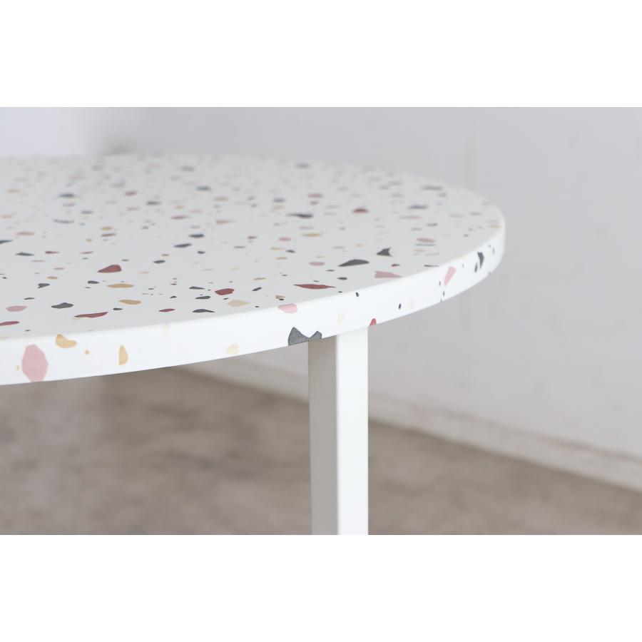 テラゾー柄 ラウンドテーブル/カフェテーブル/ローテーブル テラゾー柄