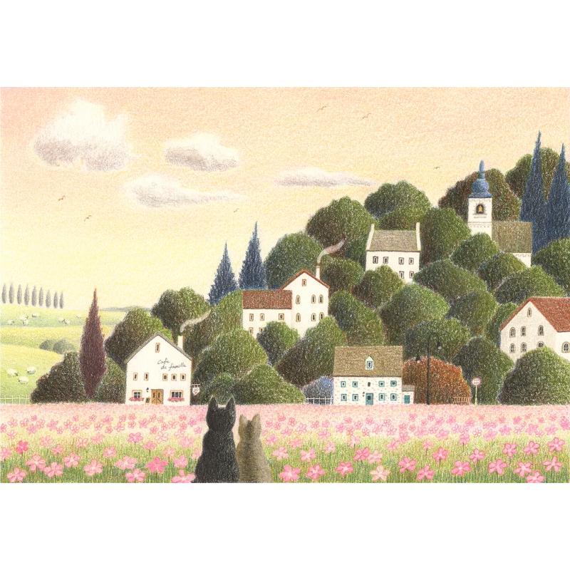 渡辺美香子 幸せをみつめて 猫 絵画 ジークレー 版画 インテリア