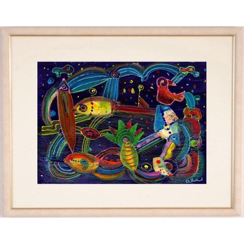 美しい満月の夜】アクリル画 F6 風景画 絵画 動物画 海の絵 3年保証