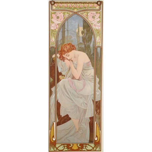 sachi ミュシャ 夜の安らぎ 複製画 額縁入り sachi ミュシャ 夜の