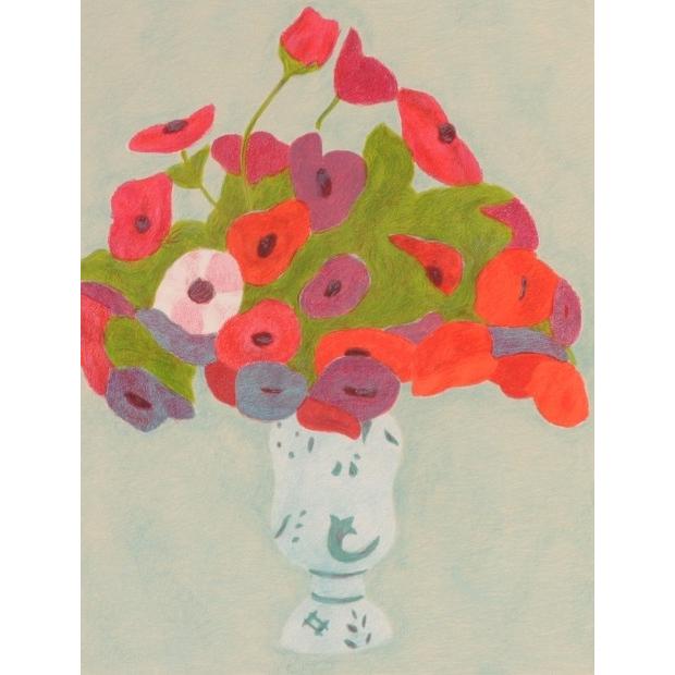 ピエール・ボンコンパン「小さなアネモネ」リトグラフ 直筆サイン入