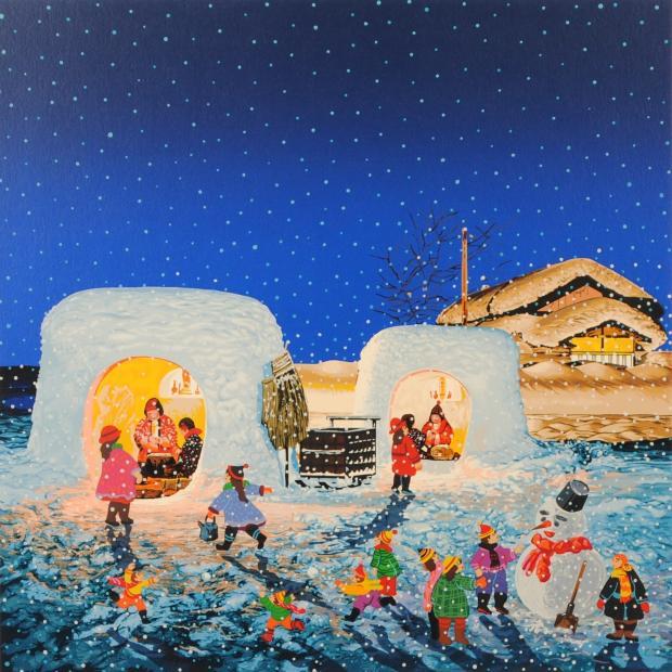 ヒロ・ヤマガタ かまくら 絵画 インテリア シルクスクリーン 版画