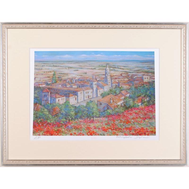 スペイン 風景画 絵画 パステル画 版画 ジークレー 石井清 「ケシの花