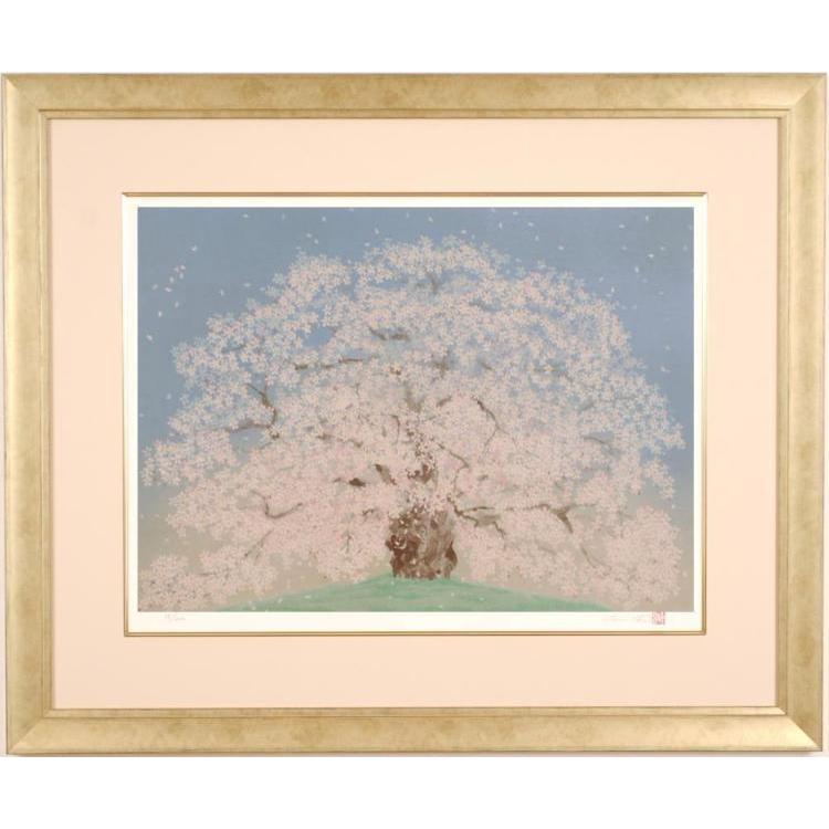 桜の版画 額装品 飯名京美 限定品 アーカイバルプリント さくら 流浪