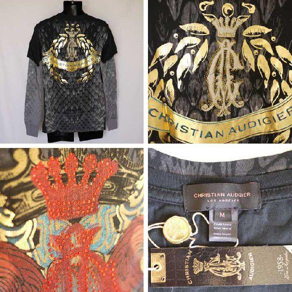 CHRSTIAN AUDIGIERスカル長袖Tシャツ CHRISTIAN AUDIGIER XL長袖