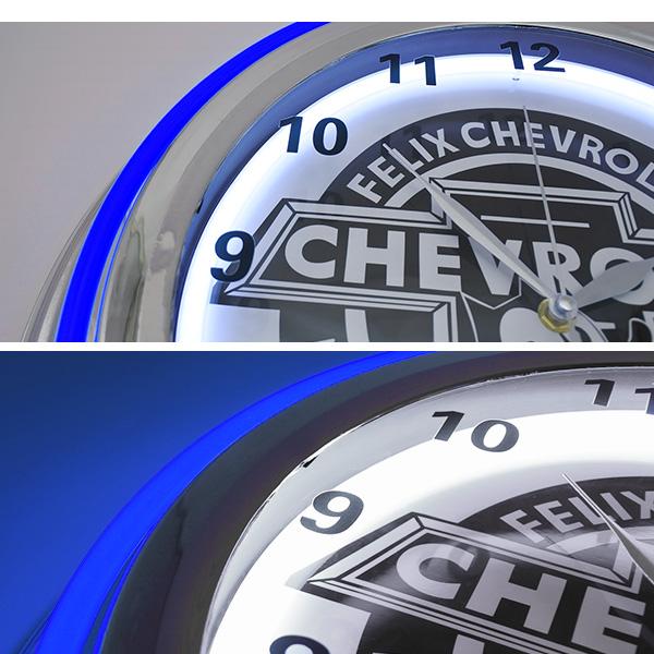時計 壁掛け ネオンクロック フィリックス シボレー ホワイト ブルー