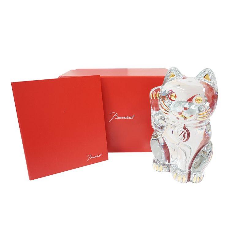 可愛らしい♡アンティークバカラBaccarat招き猫フィギュリン♪真紅