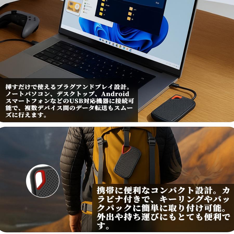 外付けSSD SSD 外付け 最大容量6TB USB3.2 最大3050MB/s USB Type-C