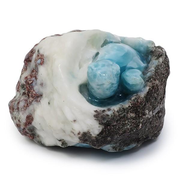 ラリマー 鉱石 鉱物 亀 カメ 彫刻 974g 天然石 パワーストーン