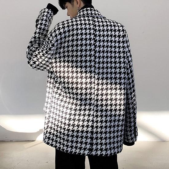 テーラードジャケット メンズ 千鳥格子 千鳥 チェック 総柄 モード